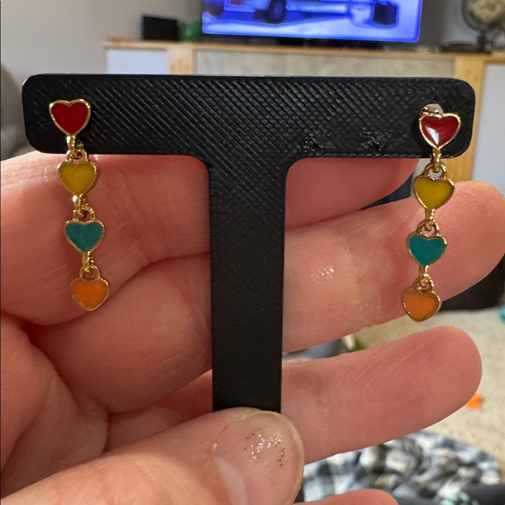Multicolor Heart Drop Earrings
